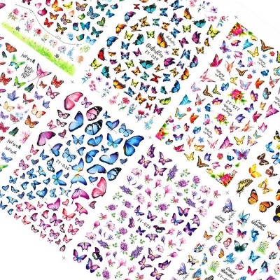 ZY-025-034 Colorful Butterflies Nail Art Sticker,adhesive thin 3D nail sticker