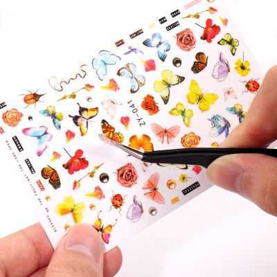 ZY-39-48 Colorful Butterflies Nail Art Sticker,adhesive thin 3D nail sticker