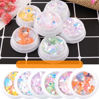 Shell Flower Nail Art Decoration,Mixed Designs nail accessories box,6 Colors for choosing