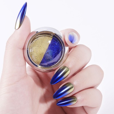 (2 colors in 1) solid magic mirror chrome powder nail art decoration-6 Colors for Choosing